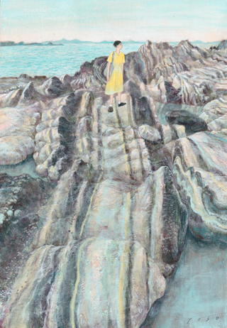 <br>海辺の明るさ<br>2023／岩絵具・シナベニヤ