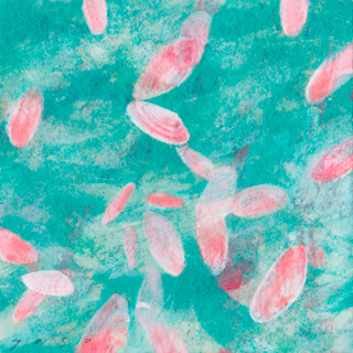 <br>petals<br>2023／岩絵具・シナベニヤ