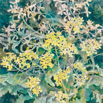 <br>菜の花とルッコラ<br>2023／岩絵具・シナベニヤ