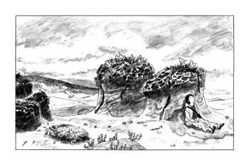 <br>地面のこぶ<br>2024／インク・墨・透明水彩・紙<br>野柳地質公園（台湾）