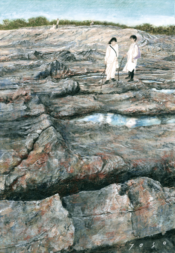 <br>いい感じの枝<br>2025／岩絵具・胡粉・シナベニヤ<br>葉山（神奈川）